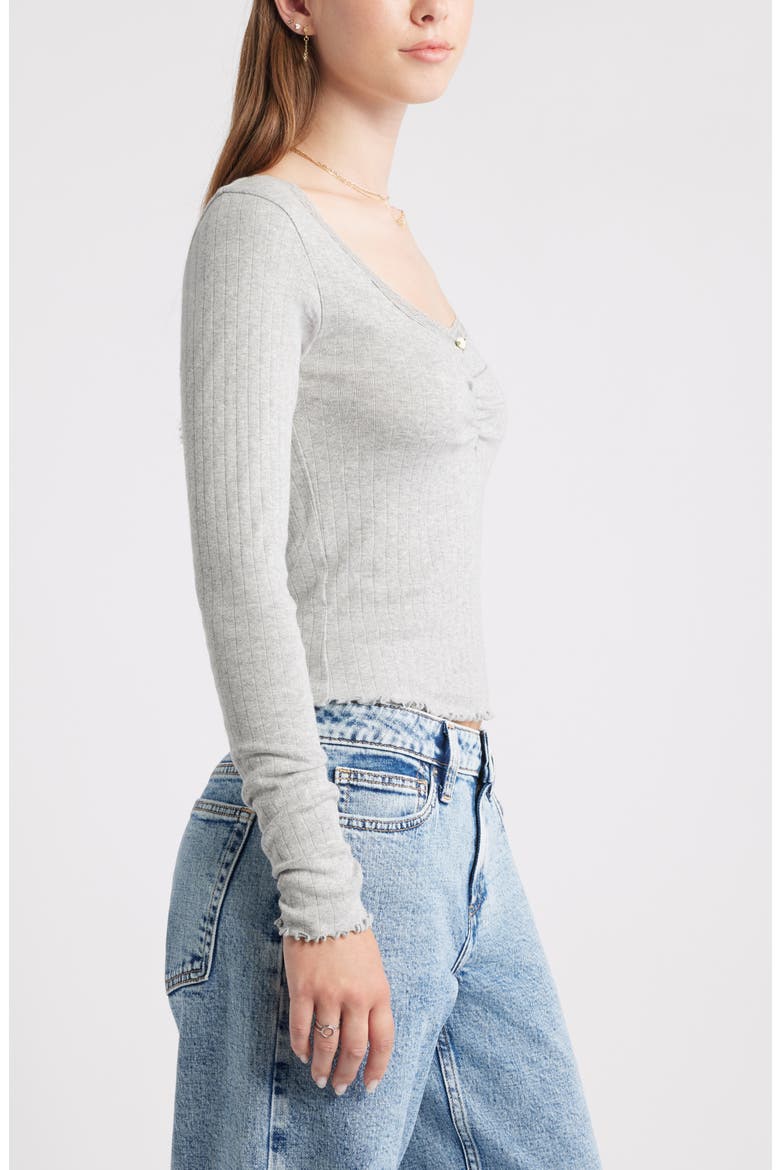 Pointelle Long Sleeve T-Shirt, Alternate, color, GREY SOFT HEATHER