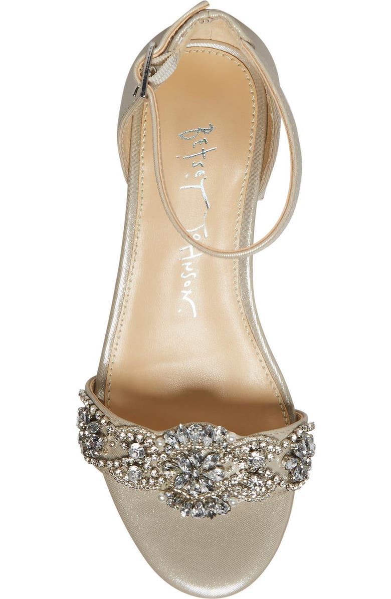 Betsey Johnson Crystal Ankle Strap Sandal, Alternate, color,