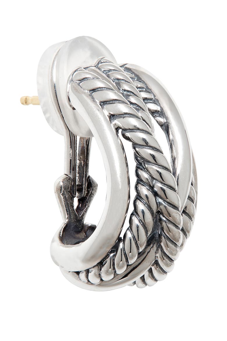 Crossover Earrings, Alternate, color, SILVER