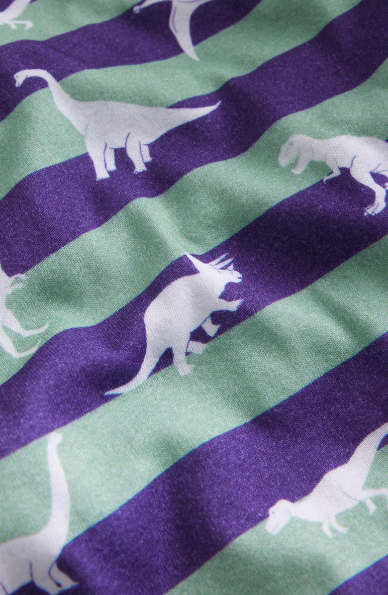 Mini Boden Kids' Stripe Dino Glow in the Dark Fitted Two-Piece Cotton Pajamas, Alternate, color,