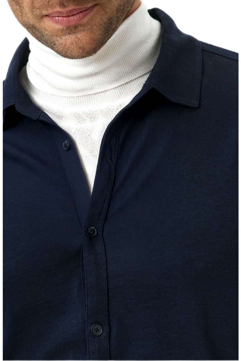 Gareth Organic Cotton Knit Button-Up Shirt, Alternate, color, NAVY