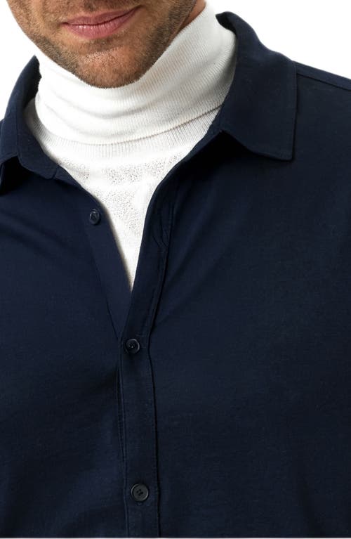 John Varvatos Gareth Organic Cotton Knit Button-up Shirt In Blue