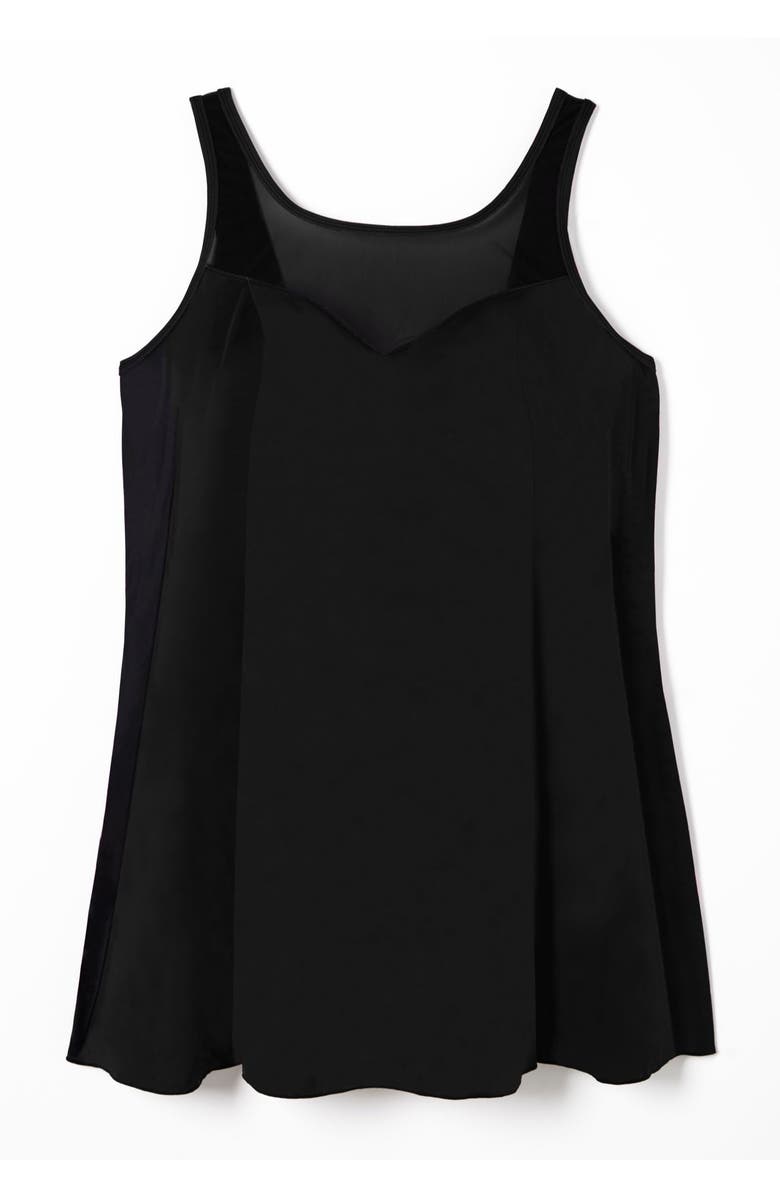 Swim 365 Mesh-Trim Swim Dress, Alternate, color, Black