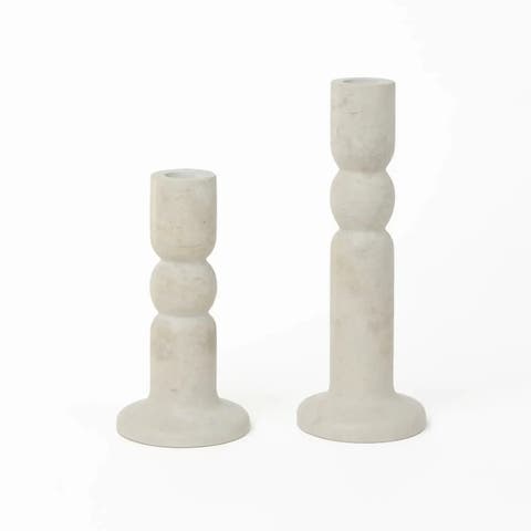Stone Taper Candle Holders Set of Two