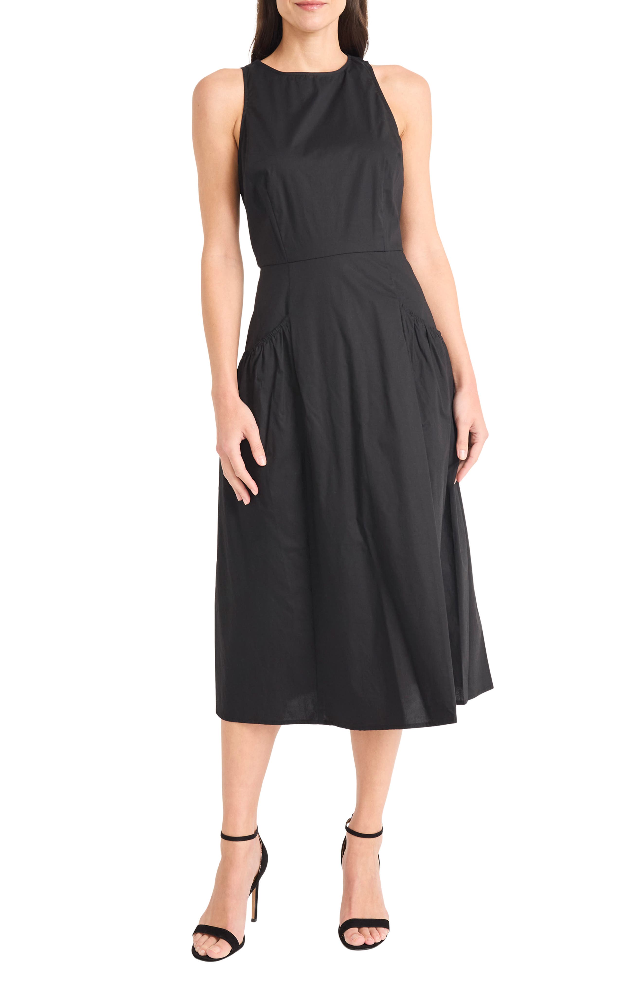 Maggy London Jewel Neck Gathered Dress