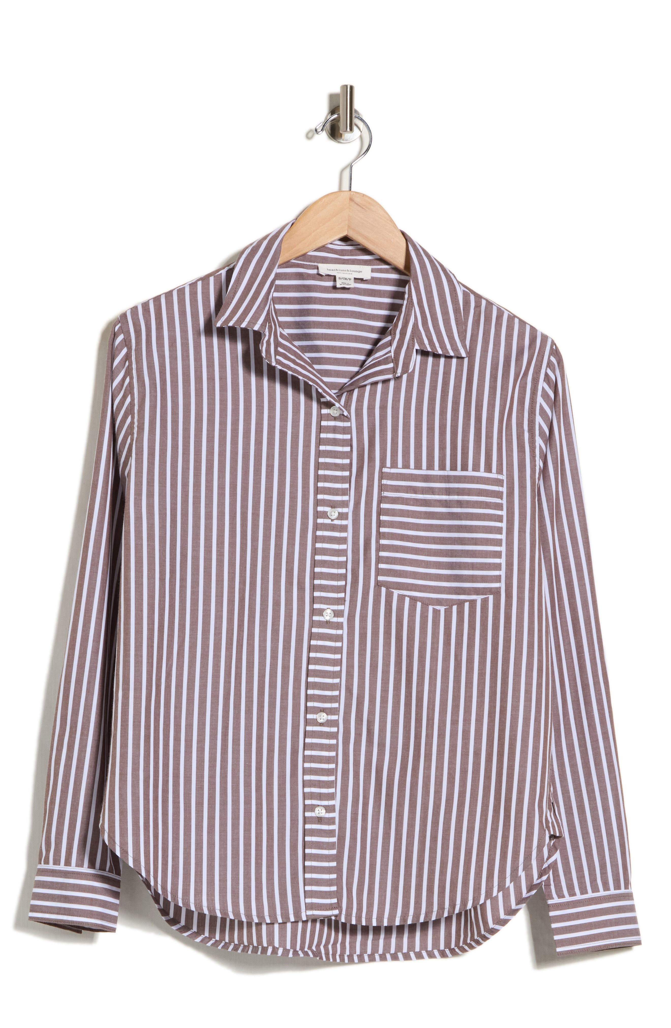 Beachlunchlounge Carson Stripe Button-up Shirt In Hickory