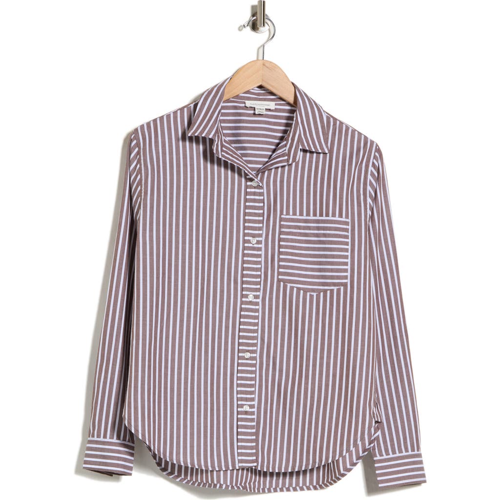 Beachlunchlounge Carson Stripe Button-up Shirt In Hickory