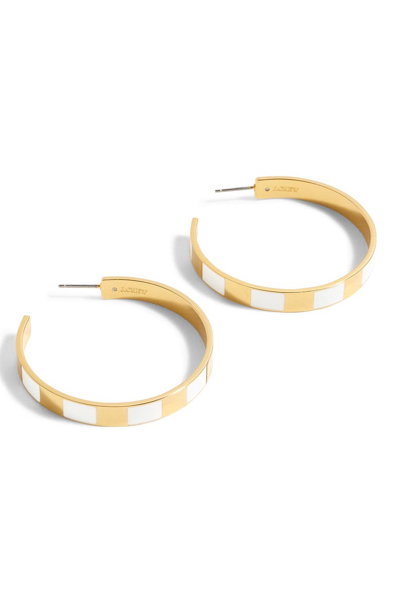 J.Crew Striped Enamel Hoop Earrings, Main, color, 