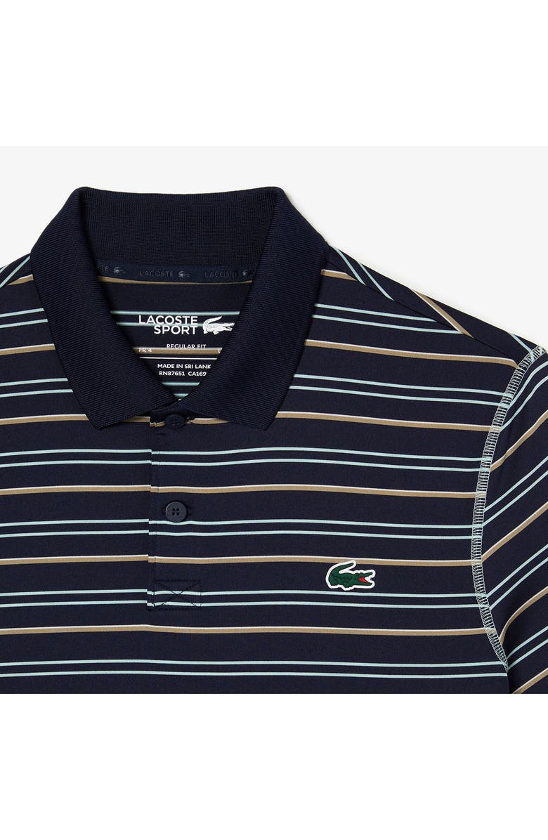 Lacoste Stripe Stretch Polo Shirt, Alternate, color, Navy Blue/ Pastille Mint