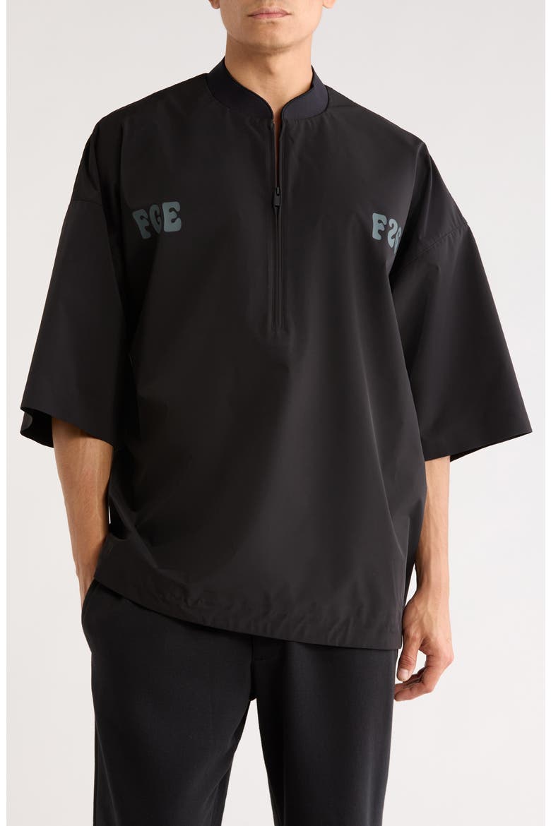 Half Zip Drawstring Hem Baseball Jacket, Main, color, VINTAGE BLACK