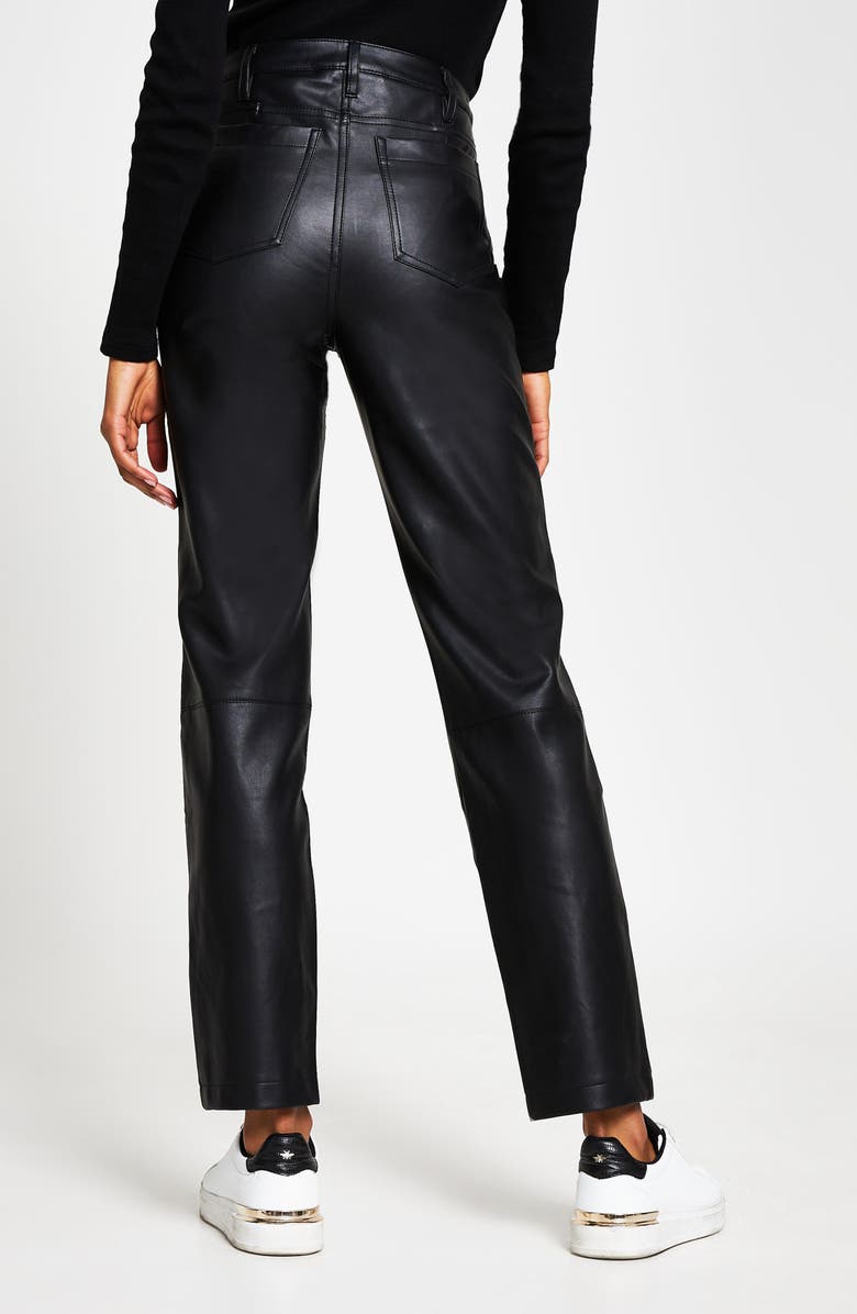 River Island Faux Leather Fitted Straight Leg Trousers, Alternate, color,