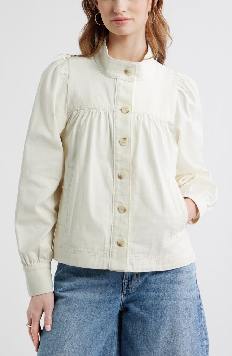Treasure & Bond Gathered High Neck Twill Jacket, Alternate, color,