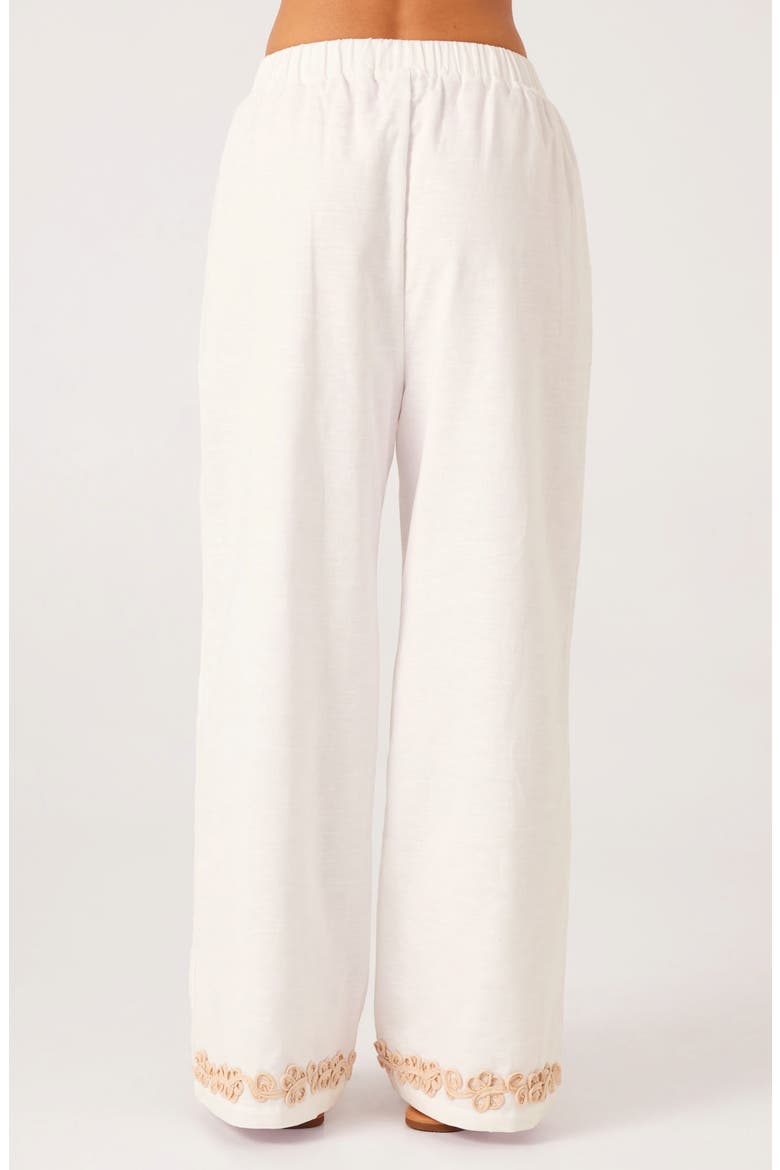 Ines Soutache Trim Linen & Cotton Pants, Alternate, color, WHITE