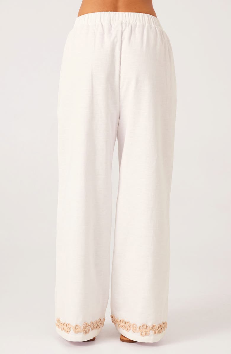 SNDYS Ines Soutache Trim Linen & Cotton Pants, Alternate, color, White