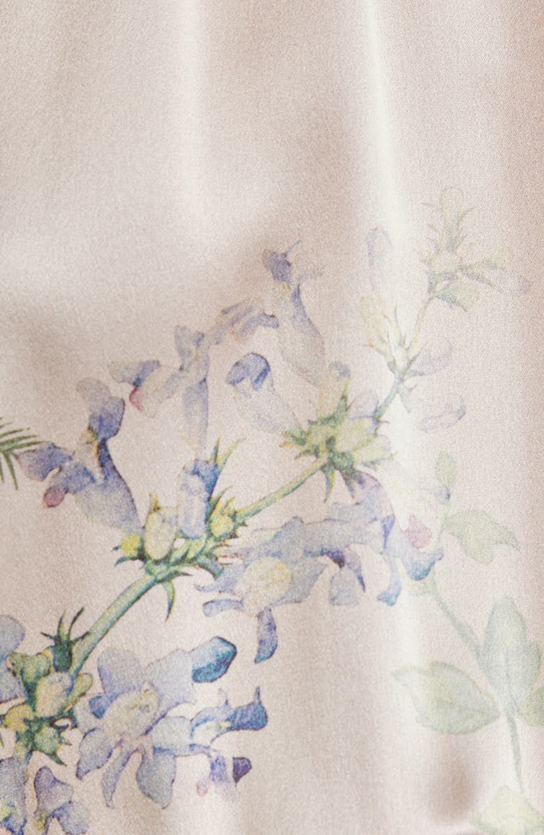 Camilla Floral Appliqué Tiered Silk Charmeuse Maxi Dress, Alternate, color, 