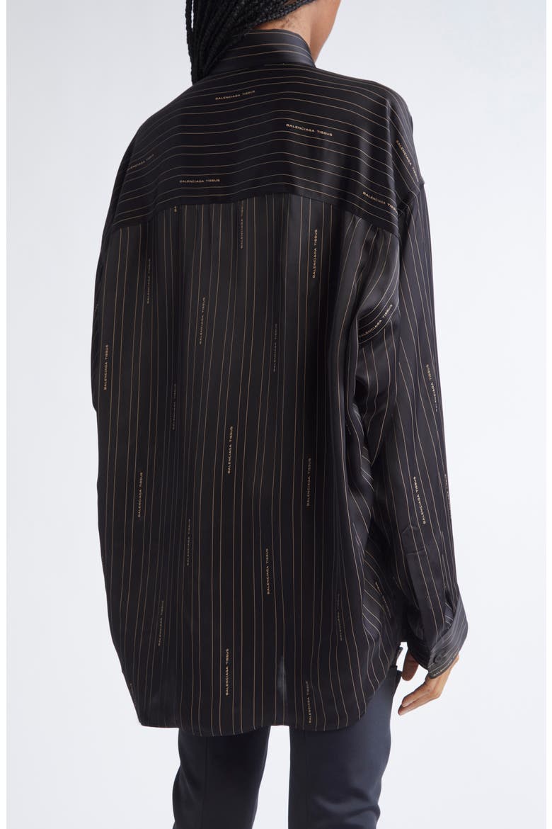Logo Stripe Cocoon Button-Down Shirt, Alternate, color, 1264 BLACK/ CAMEL