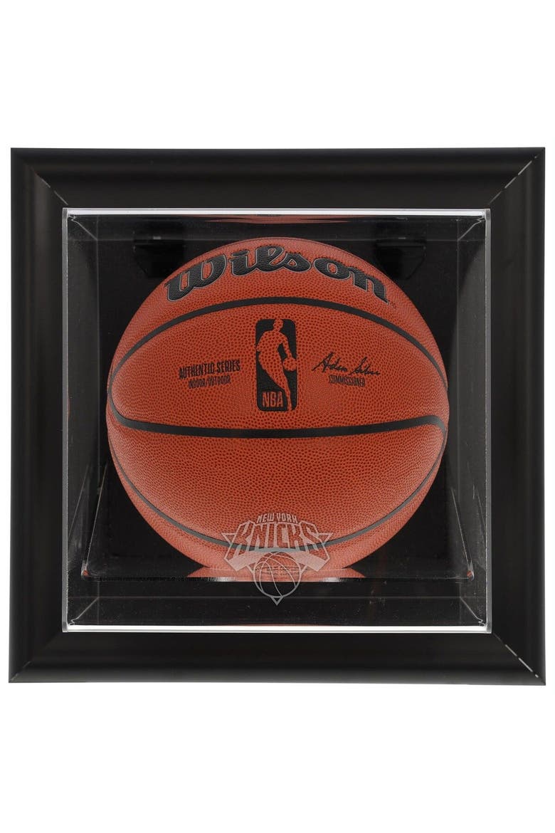 New York Knicks Black Framed Wall-Mountable Team Logo Basketball Display Case, Main, color, Black