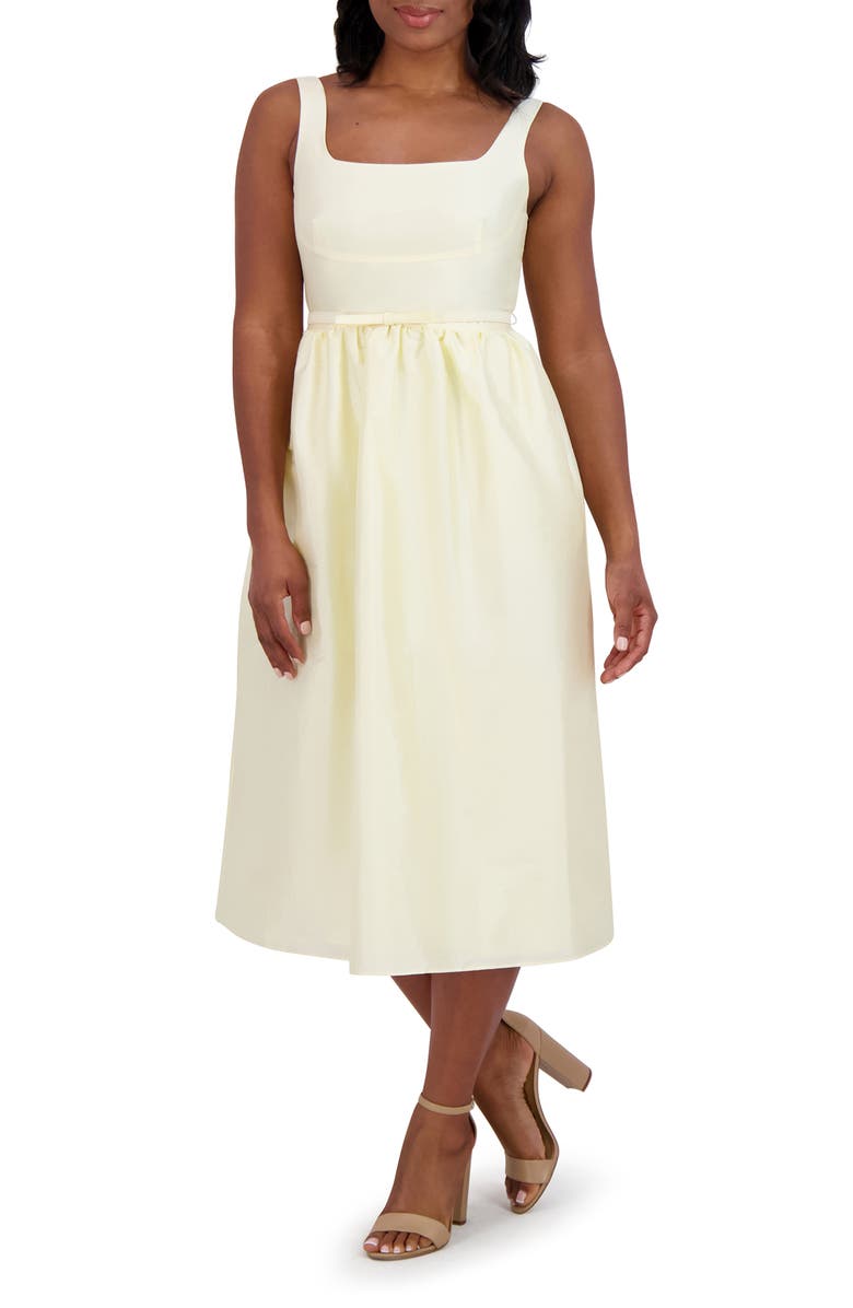 Eliza J Square Neck Fit & Flare Midi Cocktail Dress, Alternate, color,