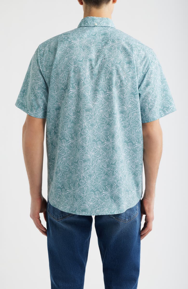 Reyn Spooner Mala Melia Short Sleeve Button-Down Sport Shirt, Alternate, color, Green