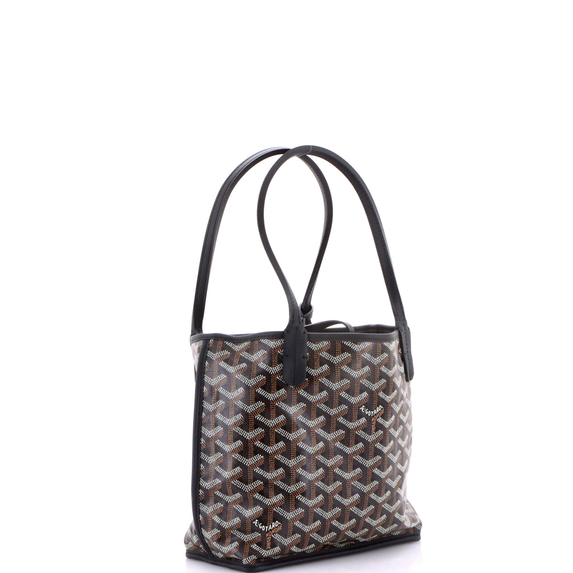 Pre-Owned Goyard Anjou Reversible Tote Coated Canvas Mini, Alternate, color, Black