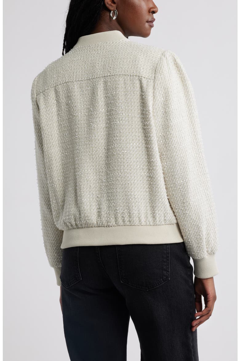 Tweed Bomber Jacket, Alternate, color, IVORY PRISTINE