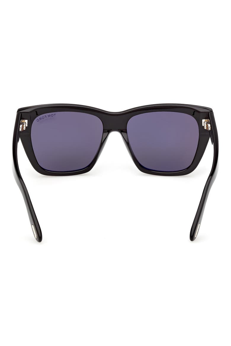 Flynn 55mm Polarized Butterfly Sunglasses, Alternate, color, SHINY BLACK /T/ LOGO / POLARIZED SMOKE LENS