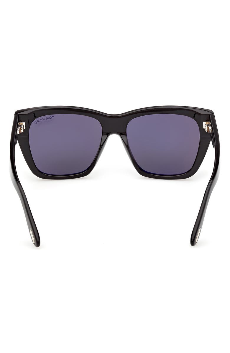 TOM FORD Flynn 55mm Polarized Butterfly Sunglasses, Alternate, color, Shiny Black / Smoke Lens