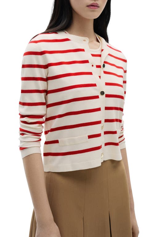 MANGO MANGO STRIPE BUTTON FRONT CARDIGAN