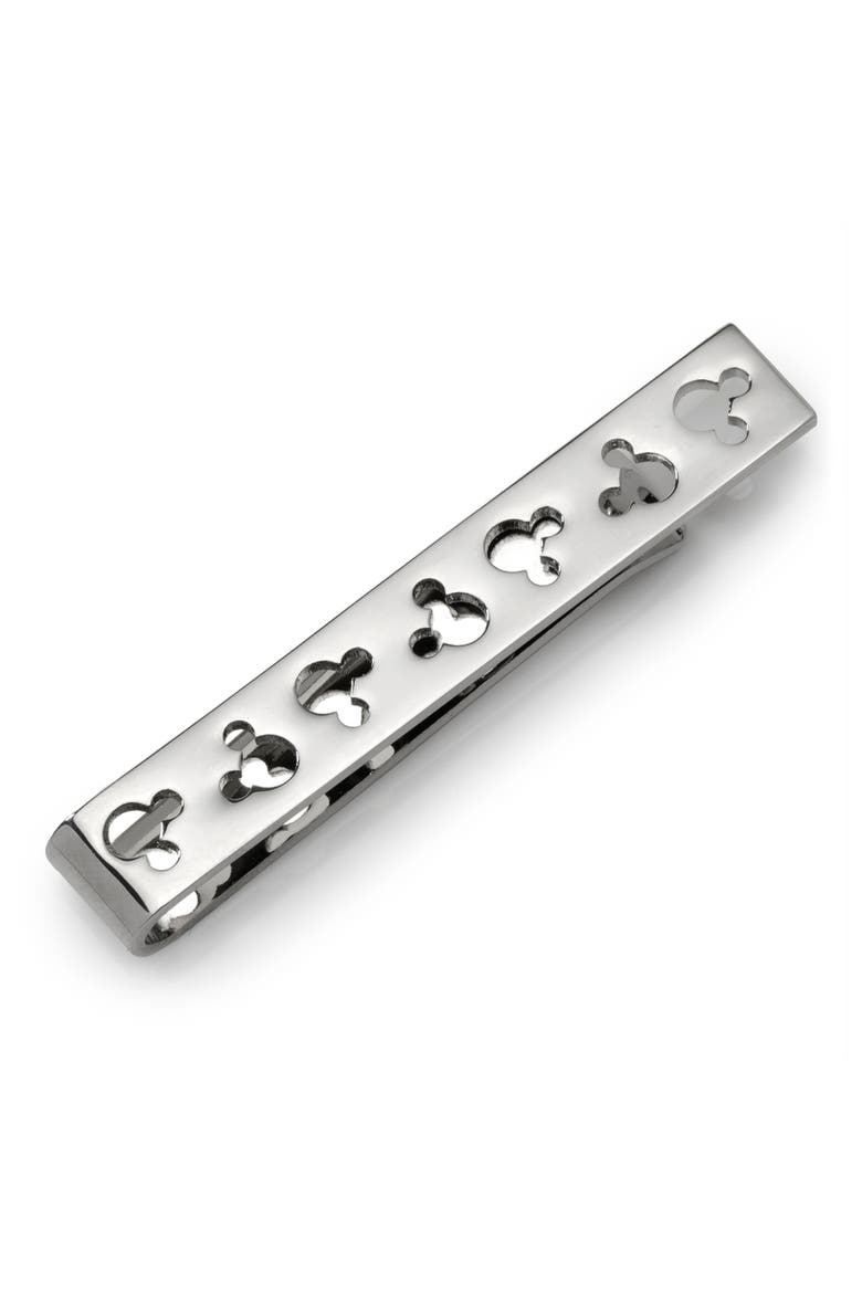 Mickey Mouse Silhouette Cutout Tie Bar, Main, color, SILVER