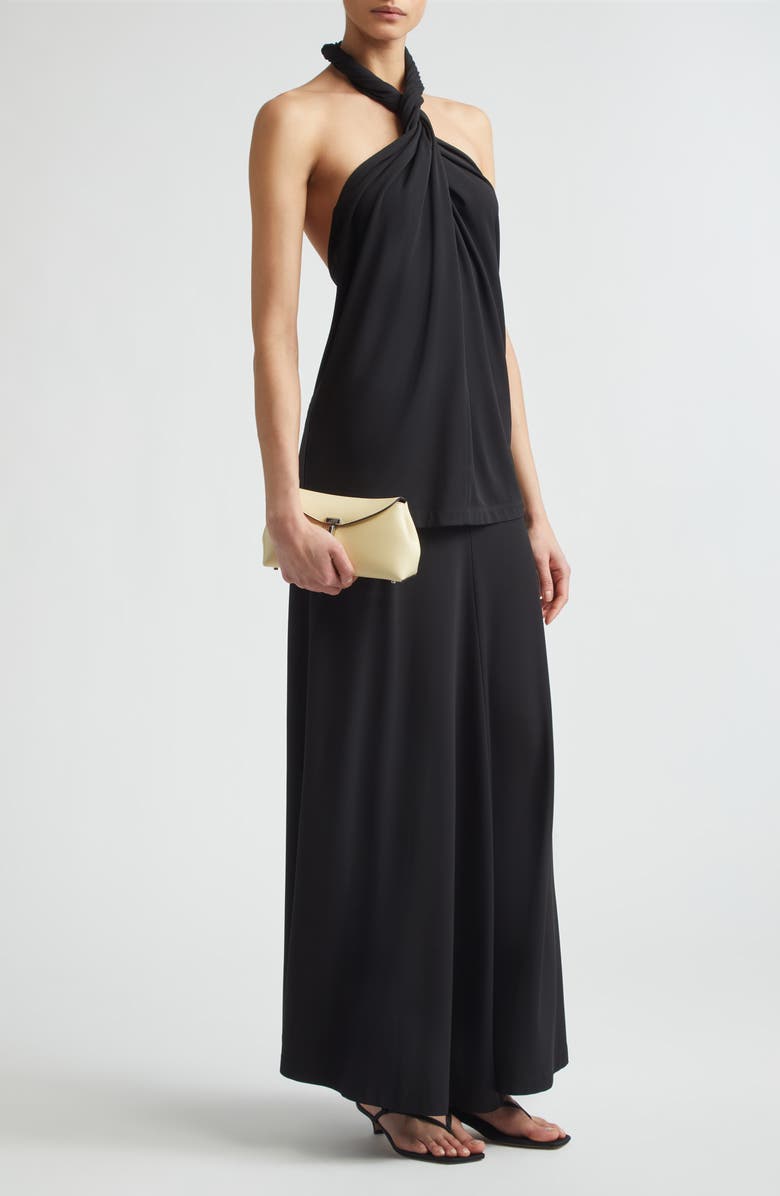 TOTEME Flared Jersey Maxi Skirt, Alternate, color, Black