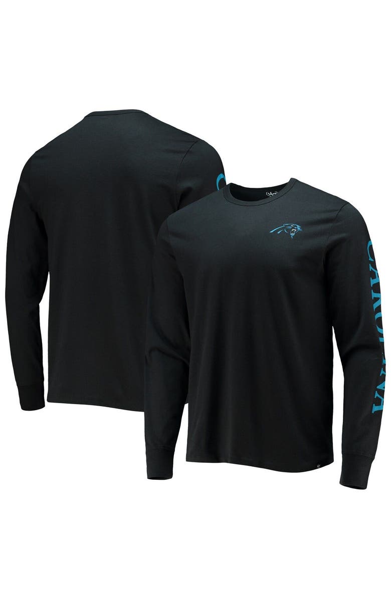 '47 Men's '47 Black Carolina Panthers Franklin Long Sleeve T-Shirt, Main, color, Black