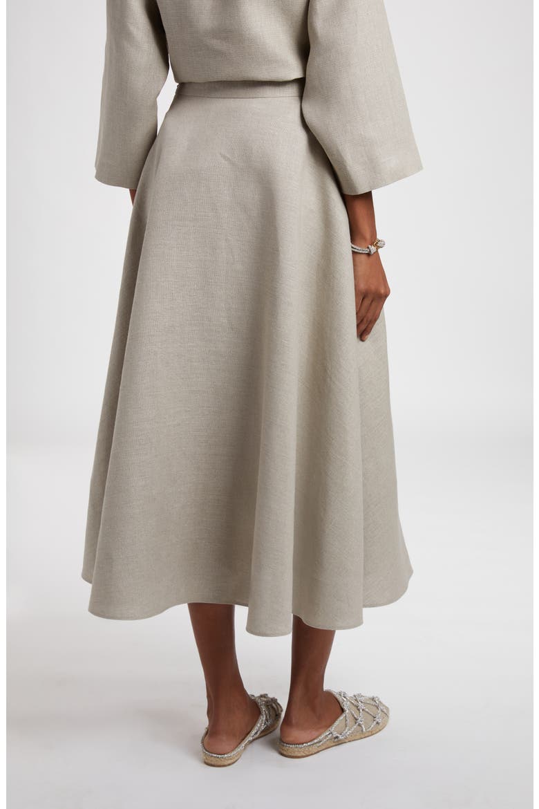 A-Line Flax Midi Skirt, Alternate, color, BEIGE GRAVEL