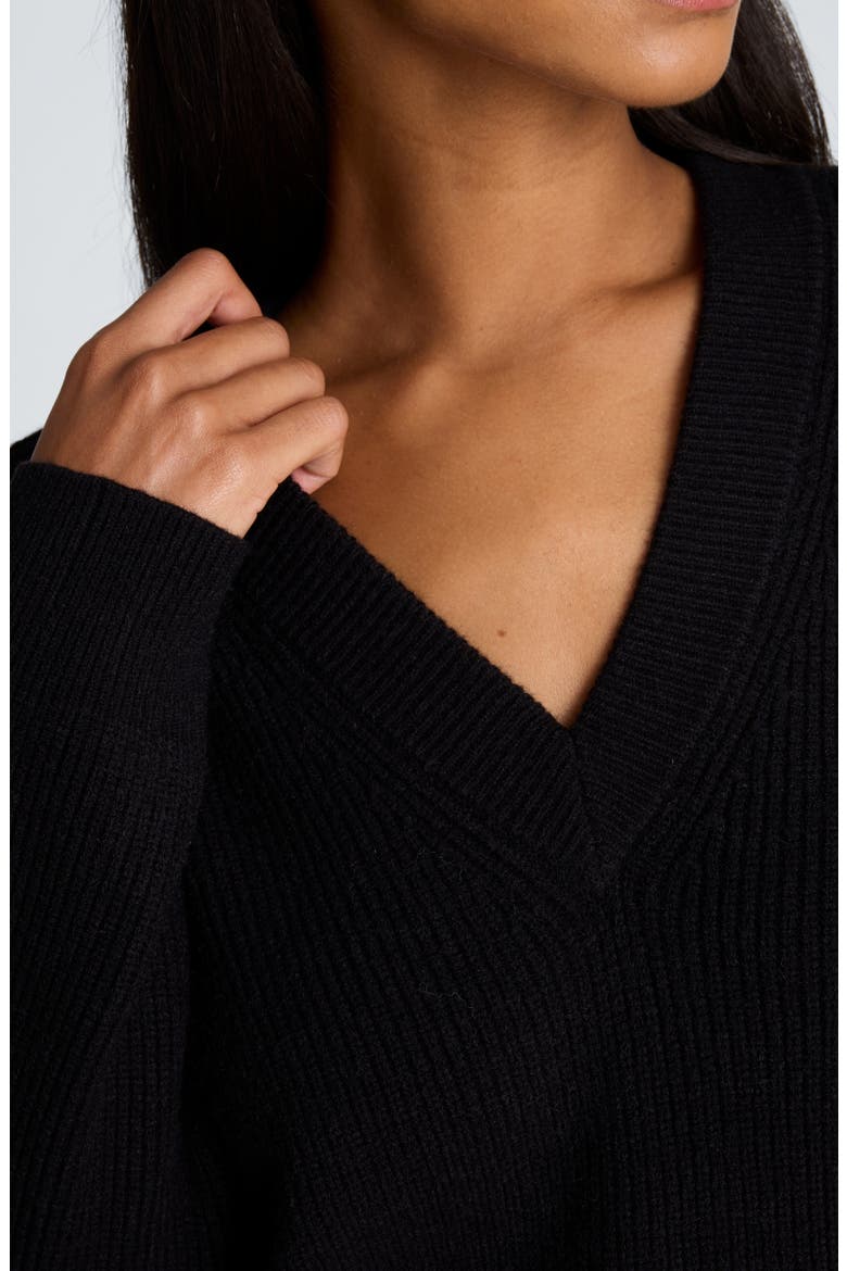 Oversized V Neck Raglan Sweater, Alternate, color, BLACK