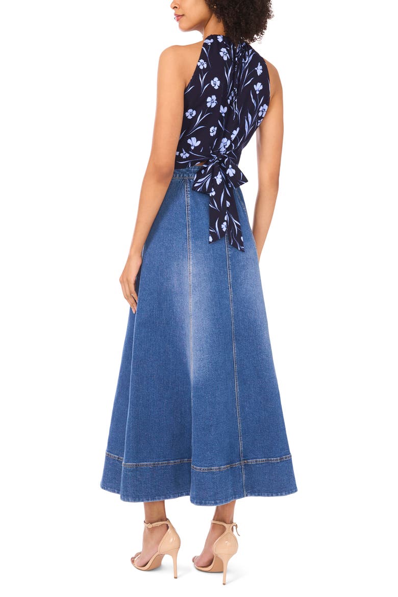 Floral Tie Back Halter Top, Alternate, color, CLASSIC NAVY