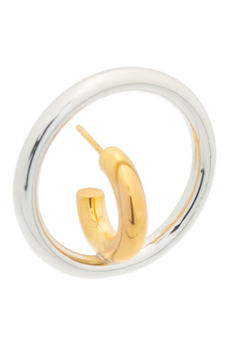 Saturn Blow Medium Hoop Earrings, Alternate, color, YELLOW SILVER