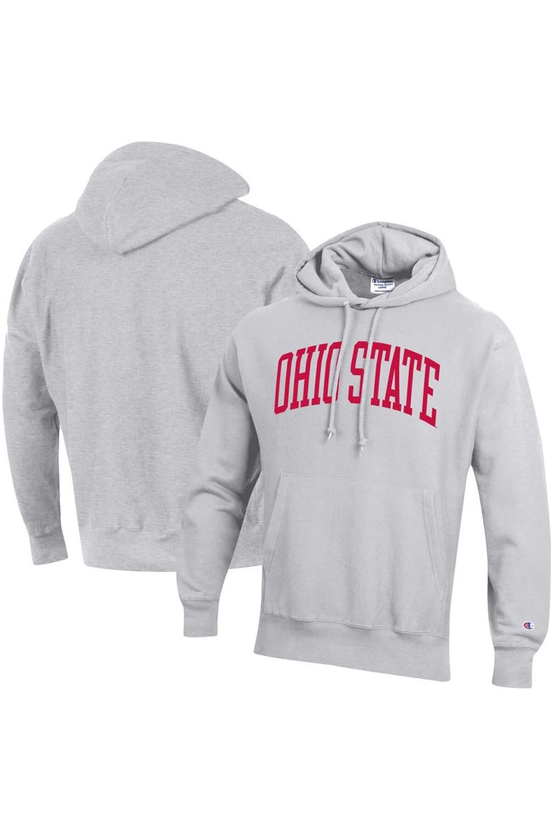 Men's Champion Heathered Gray Ohio State Buckeyes Big & Tall Reverse Weave Fleece Pullover Hoodie Sweatshirt, Alternate, color, Heather Gray