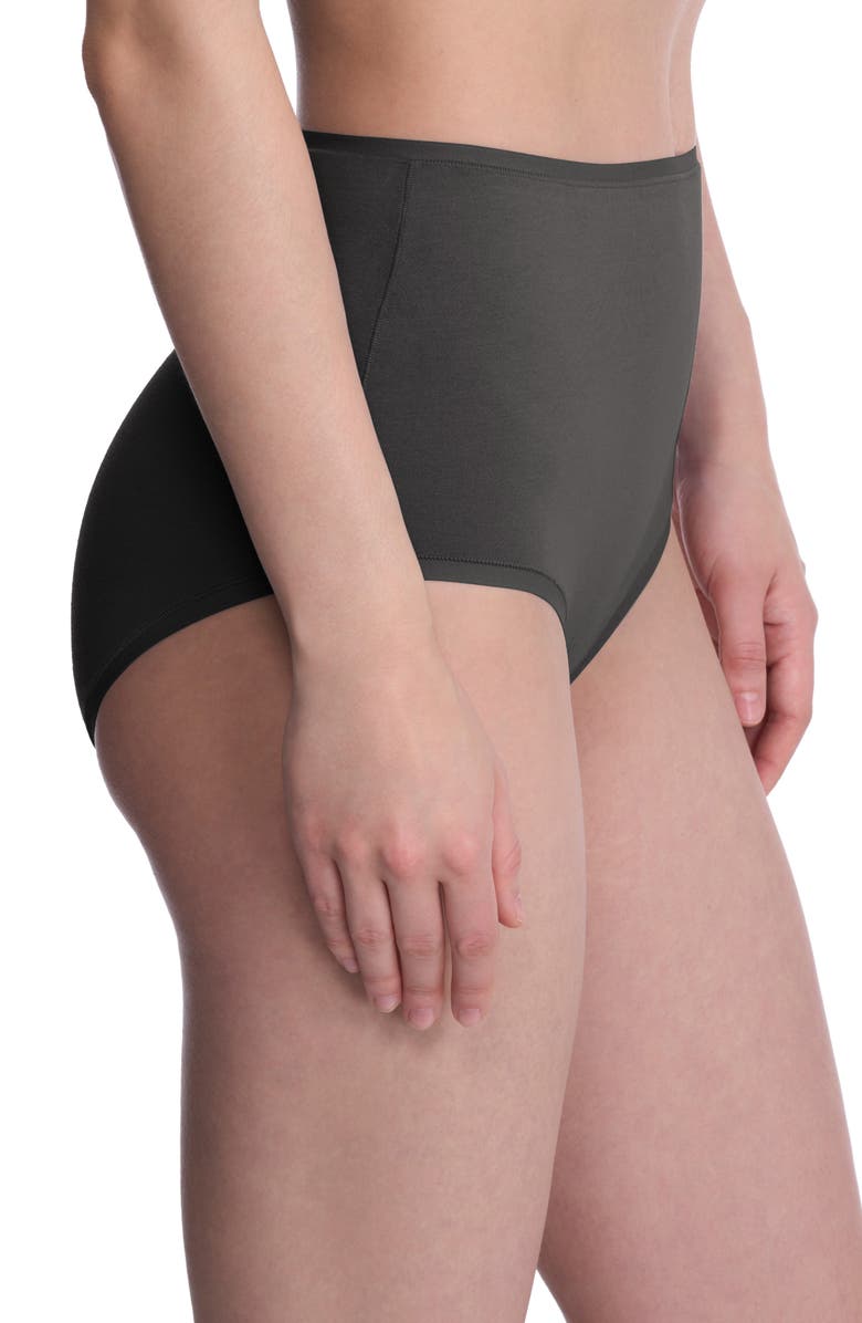 Natori Bliss Bare Cotton High Waist Briefs, Alternate, color, Coal