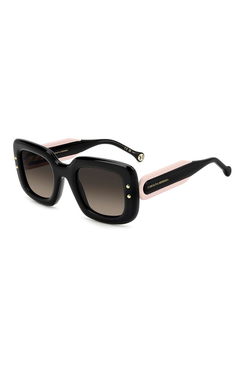 49mm Small Gradient Rectangular Sunglasses, Alternate, color, BLACK PINK/ BROWN SF