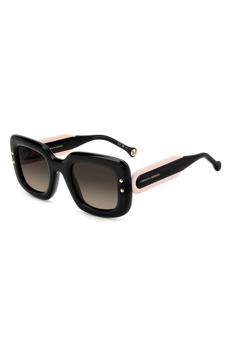 Carolina Herrera 49mm Small Gradient Rectangular Sunglasses, Alternate, color, Black Pink/ Brown Sf
