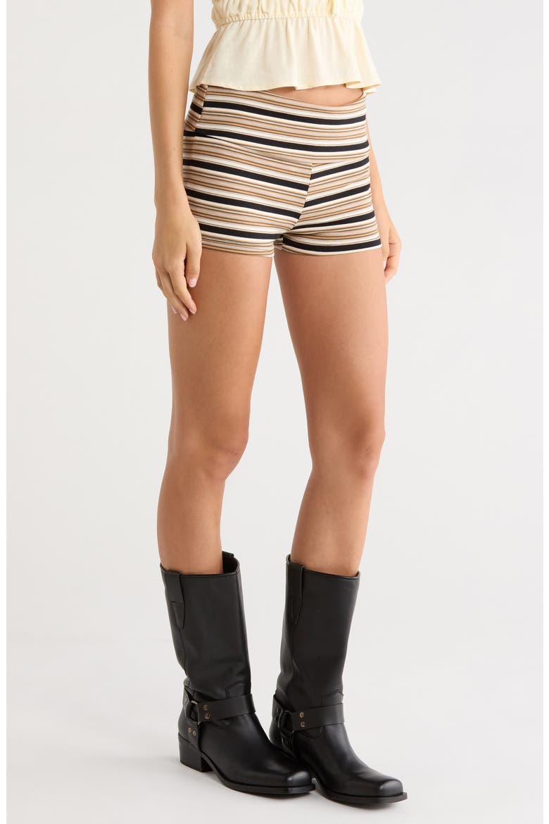 Kelsey Foldover MIni Shorts, Alternate, color, BEIGE MULTI
