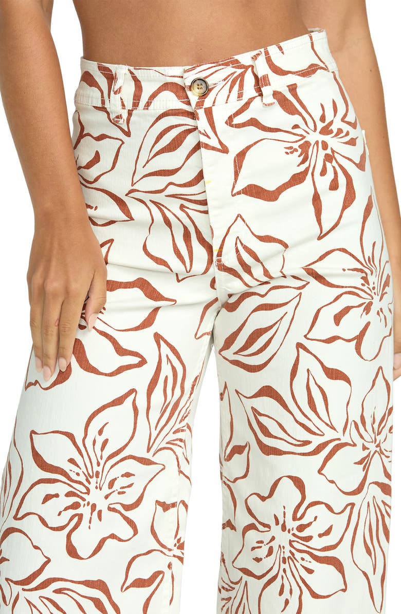 Billabong Free fall Print Wide Leg Twill Pants, Alternate, color, Salt Crystal