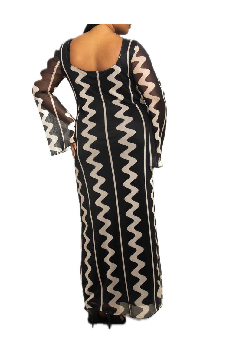 FASHION-SZN CURVE Plus Size Monochrome Print Maxi Dress, Alternate, color, 