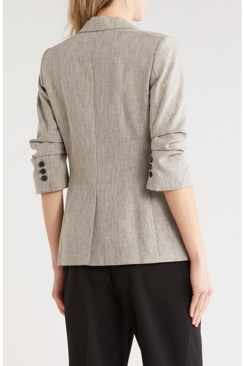 Ruched Sleeve Blazer, Alternate, color, BLACK/ COCONUT