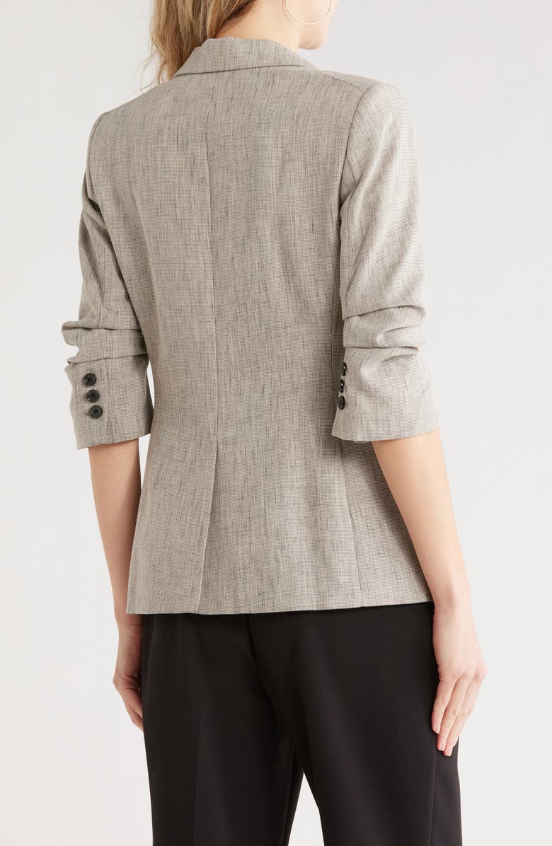 DKNY Ruched Sleeve Blazer, Alternate, color, Black/ Coconut