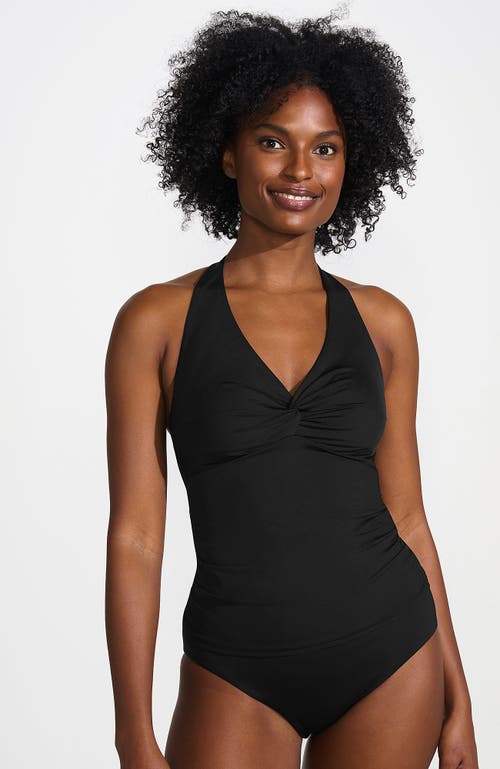 Lands' End Twist Halter Tankini Top In Black