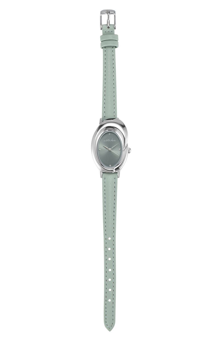 Ettika Bubble Dome Leather Strap Watch, Alternate, color, Seafoam