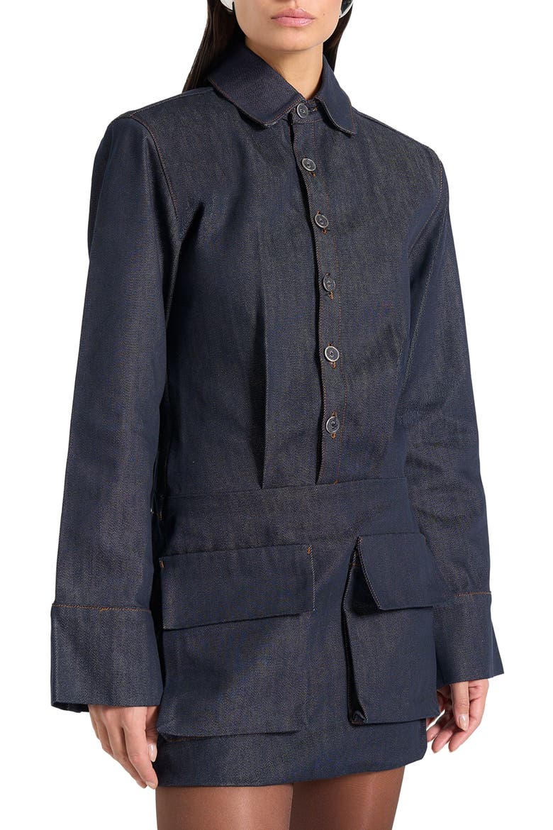 Laure Cargo Shirt Mini Dress, Alternate, color, Indigo