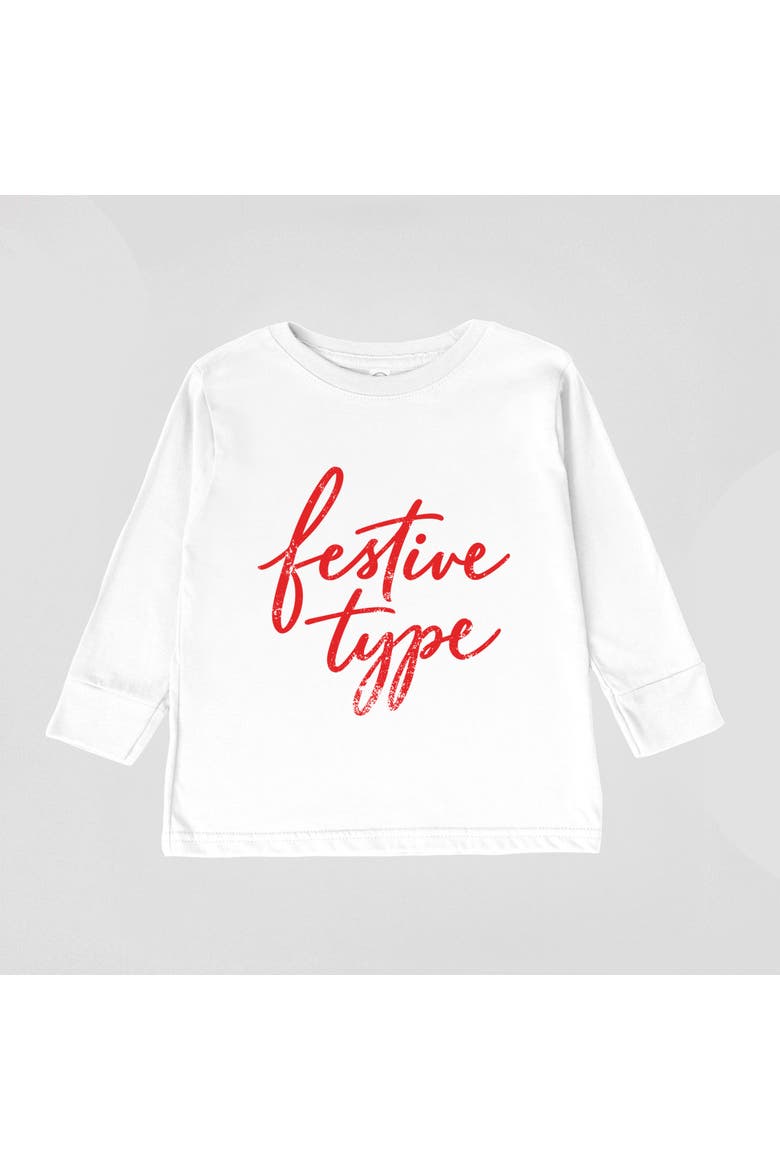Festive Type Cursive Long Sleeve Tee Toddler, Alternate, color, White