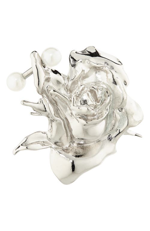 Justine Clenquet Juliet Pierced Rose-detailed Earrings In Metallic