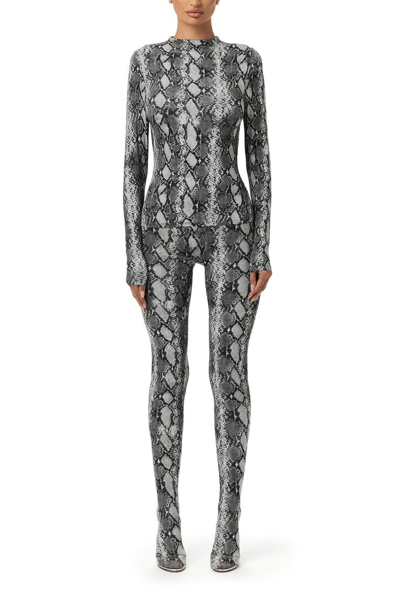 Naked Wardrobe Print Toe Leggings, Alternate, color, Grey Snakeskin